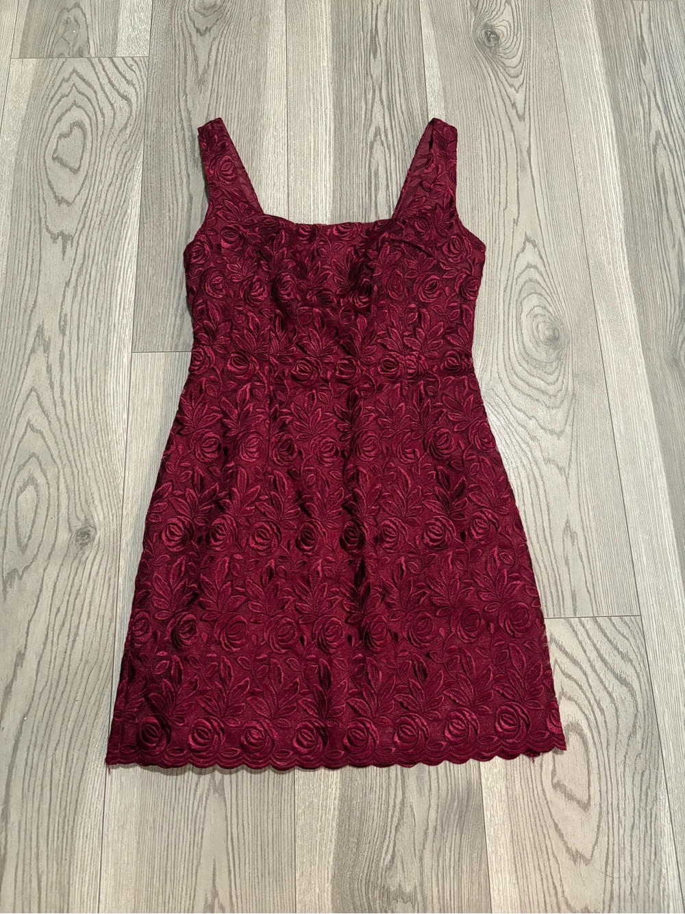 Bebe MODA Vintage 90's Burgundy Floral Embroidered Mini Dress Size Size 4